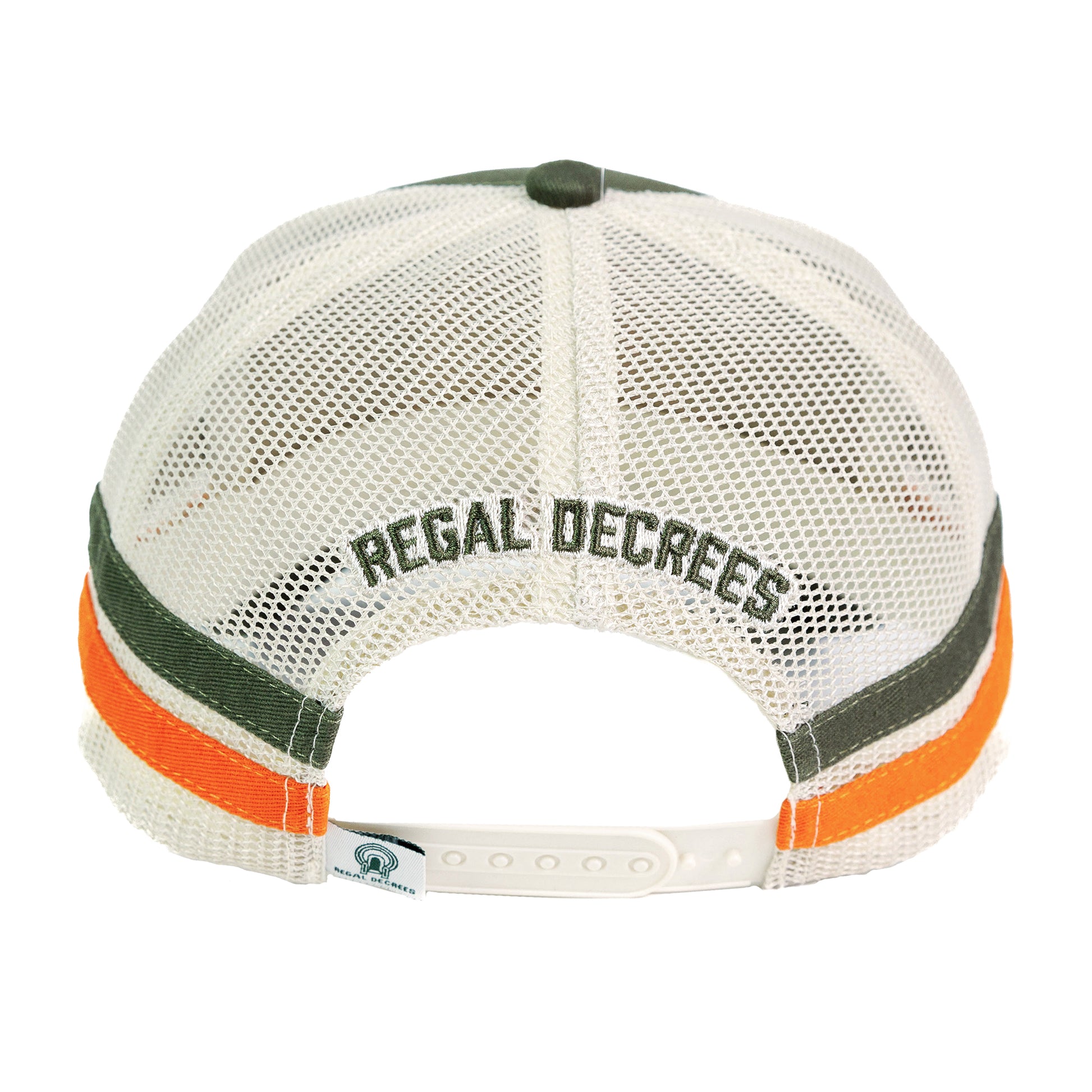 back of come home hat features regal decrees embroidery