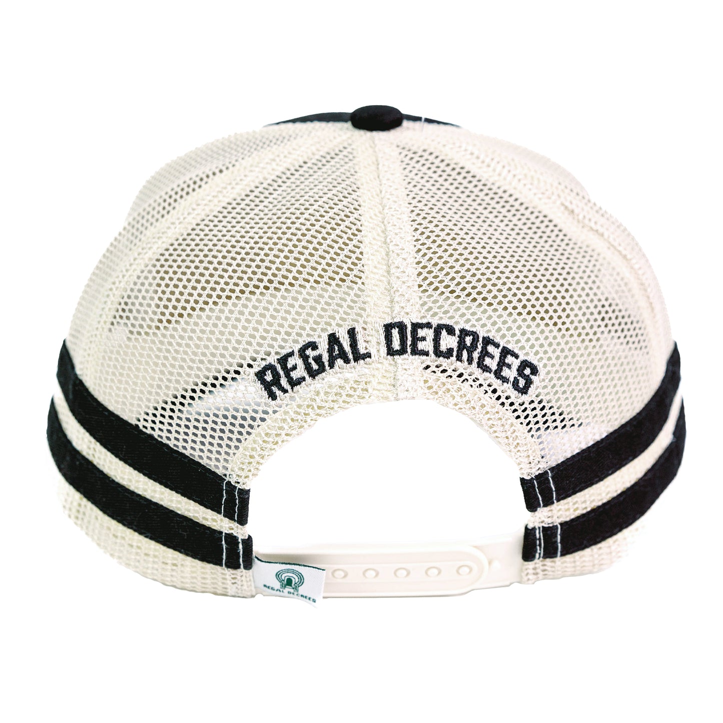 back of seraph hat featuring regal decrees logo embroidery